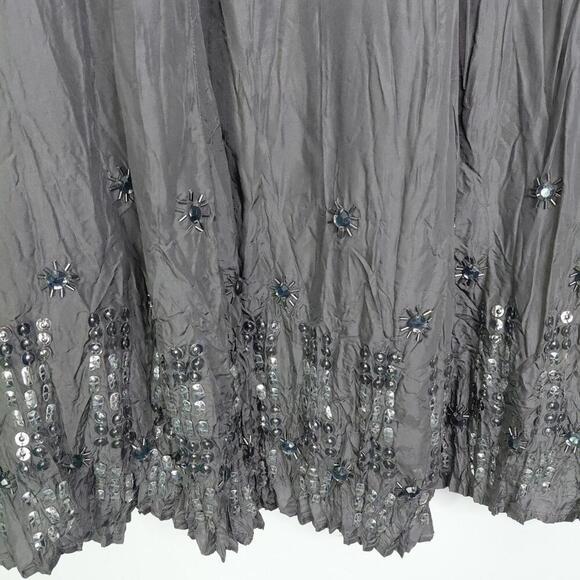 Chicos Skirt Womens M 1 Silk Maxi Beaded Sequin Embroidery Artsy Formal - Picture 7 of 9